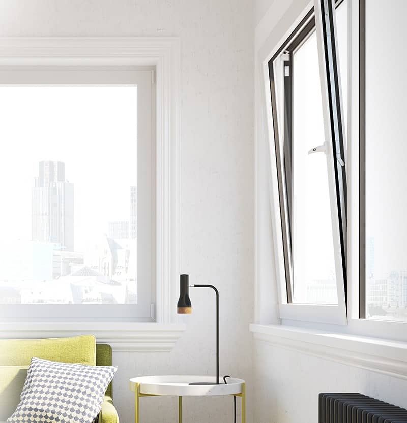 tilt and turn aluminium windows in white